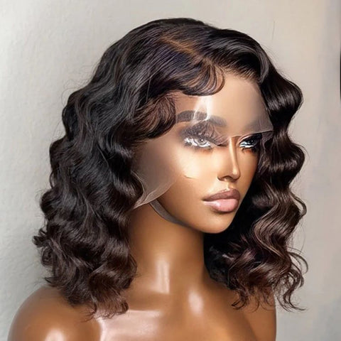 Ocean Wave Brown Ombre 13X4 Lace Front Wig Human Hair Bob Wigs