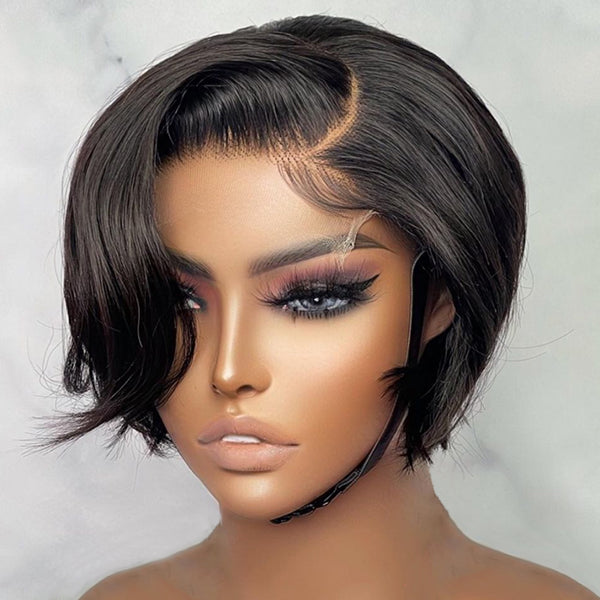 Affordable 4x4 Lace Closure Short Pixie Cut Human Hair Wig