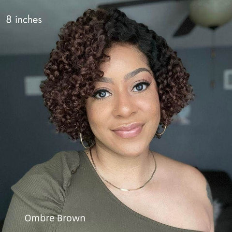 Pixie Cut Short Curly Bob Wigs with Side Part Lace Front Human Hair Wigs