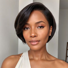 Pixie Cut Short Wigs Layered Bob Wigs with Side Part Human Hair Wigs