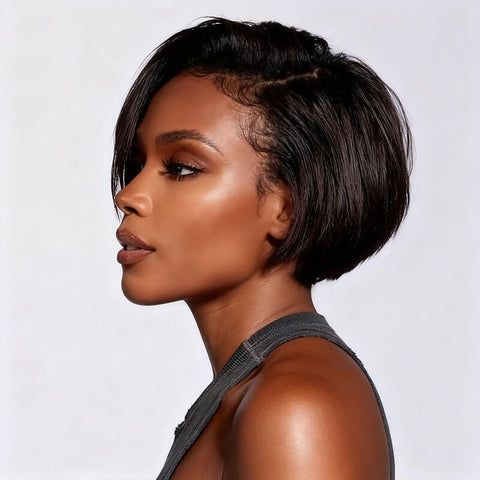 Pixie Cut Short Wigs Layered Bob Wigs with Side Part Human Hair Wigs