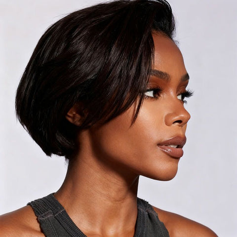 Pixie Cut Short Wigs Layered Bob Wigs with Side Part Human Hair Wigs