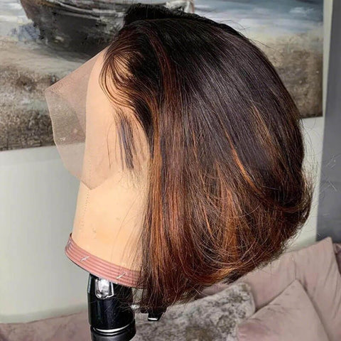 Short Pixie Cut Highlight Bob Wig Lace Front Human Hair Wigs