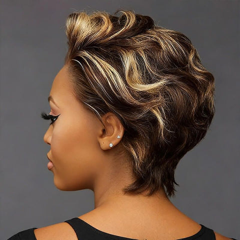 Highlight Piano Pixie Cut Wig Short Bob Wig Lace Front Human Hair Wigs