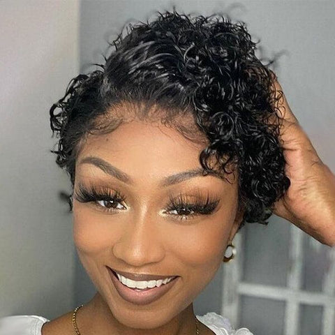 Pixie Cut Wig Short Curly Bob Wigs Lace Front Human Hair Wigs