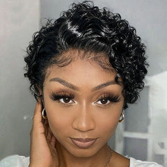 Pixie Cut Wig Short Curly Bob Wigs Lace Front Human Hair Wigs