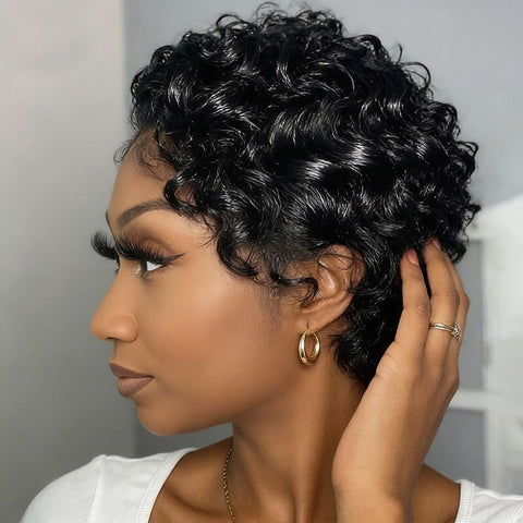 Pixie Cut Wig Short Curly Bob Wigs Lace Front Human Hair Wigs
