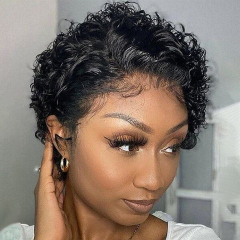 Pixie Cut Wig Short Curly Bob Wigs Lace Front Human Hair Wigs