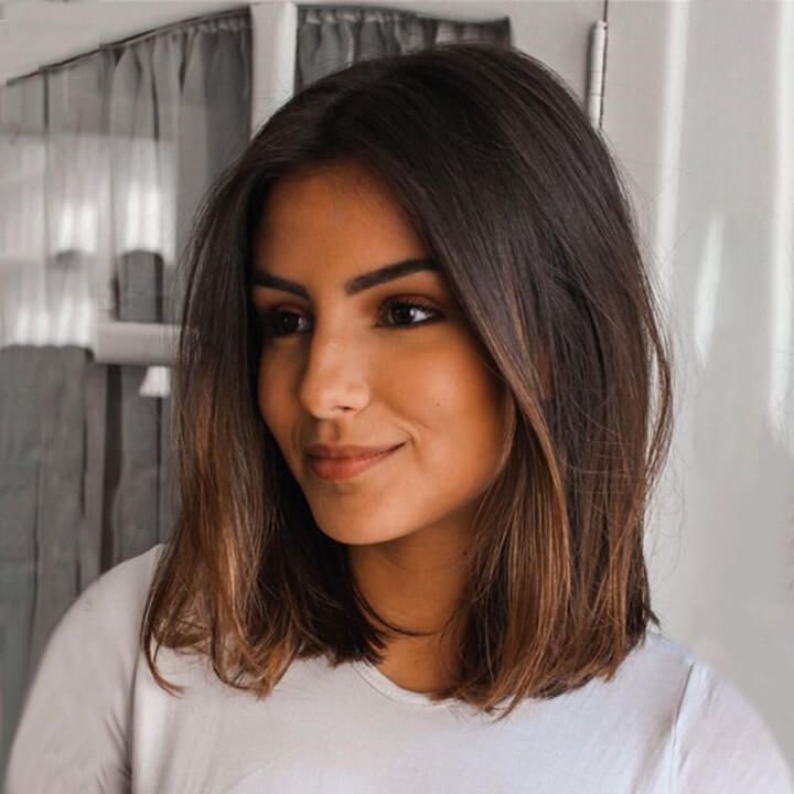 Glueless Shoulder Length Brown Ombre Straight Bob Wig Lace Frontal Human Hair Wigs