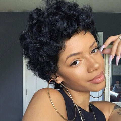 Pixie Cut Curly Short Bob Wigs Lace Front Human Hair Wigs
