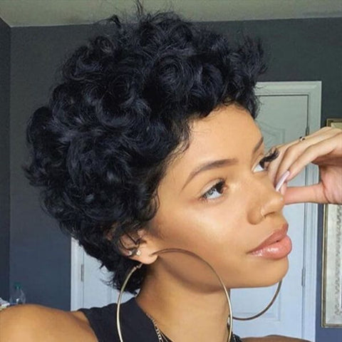 Pixie Cut Curly Short Bob Wigs Lace Front Human Hair Wigs