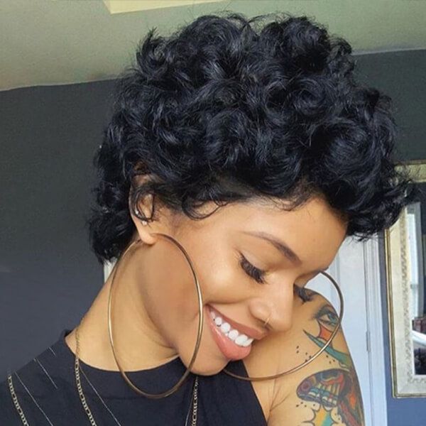 Pixie Cut Curly Short Bob Wigs Lace Front Human Hair Wigs
