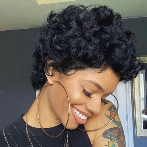 Pixie Cut Curly Short Bob Wigs Lace Front Human Hair Wigs