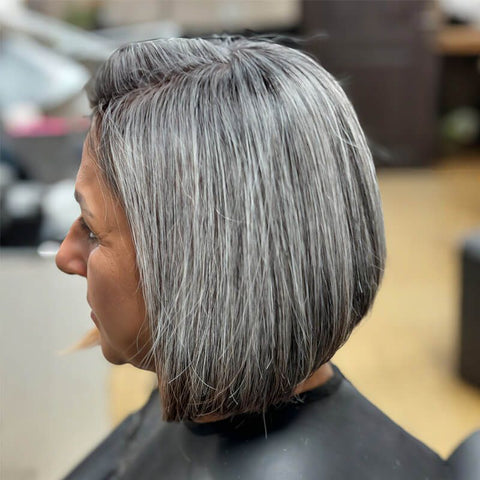 Glueless Short Bob Wig Salt And Pepper Lace Front Human Hair Wigs