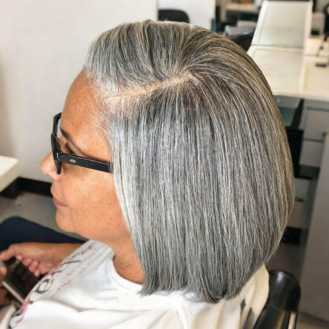 Glueless Short Bob Wig Salt And Pepper Lace Front Human Hair Wigs