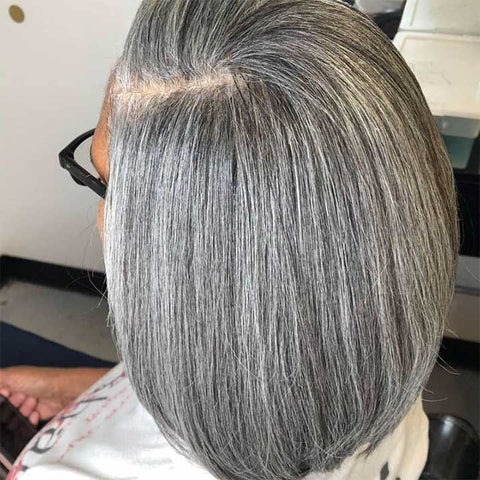 Glueless Short Bob Wig Salt And Pepper Lace Front Human Hair Wigs