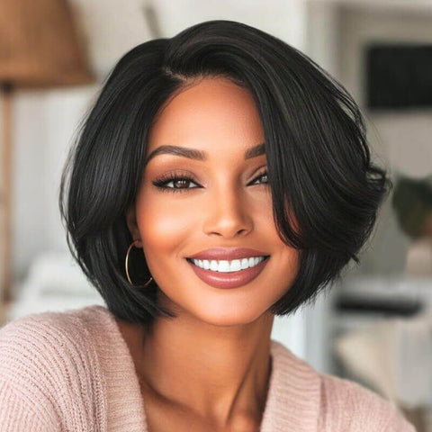 Pixie Cut Wig Short Bob Wigs with Side Part Lace Front Human Hair Wigs