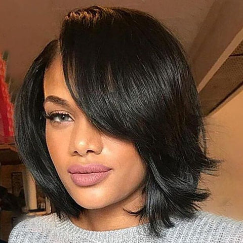 Pixie Cut Wig Short Bob Wigs with Side Part Lace Front Human Hair Wigs