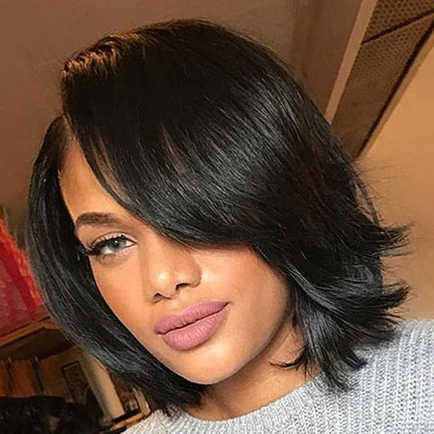 Pixie Cut Wig Short Bob Wigs with Side Part Lace Front Human Hair Wigs