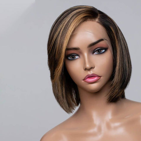 Blonde Highlights Layered Cut Wig Lace Front Human Hair Wigs
