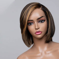 Blonde Highlights Layered Cut Wig Lace Front Human Hair Wigs