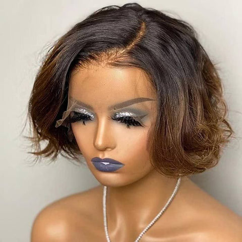 Short Wave #1B/30 Ombre Bob Wig 13x4 Lace Front Human Hair Wigs