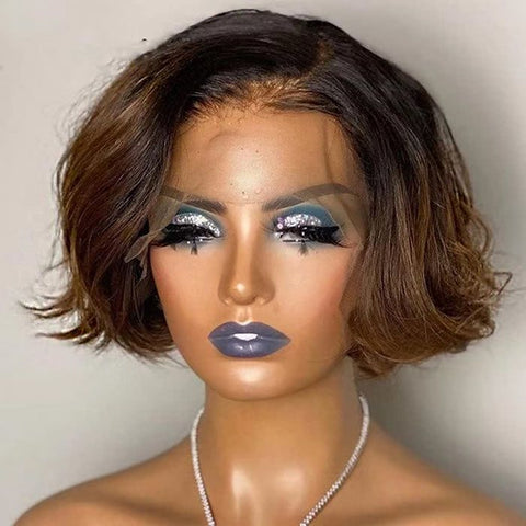 Short Wave #1B/30 Ombre Bob Wig 13x4 Lace Front Human Hair Wigs