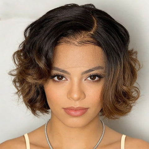 Short Wave #1B/30 Ombre Bob Wig 13x4 Lace Front Human Hair Wigs