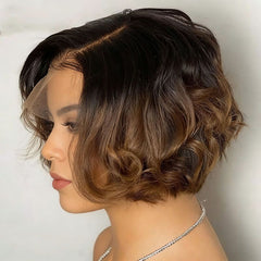 Short Wave #1B/30 Ombre Bob Wig 13x4 Lace Front Human Hair Wigs