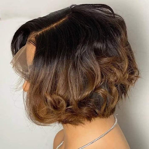 Short Wave #1B/30 Ombre Bob Wig 13x4 Lace Front Human Hair Wigs
