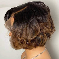 Short Wave #1B/30 Ombre Bob Wig 13x4 Lace Front Human Hair Wigs