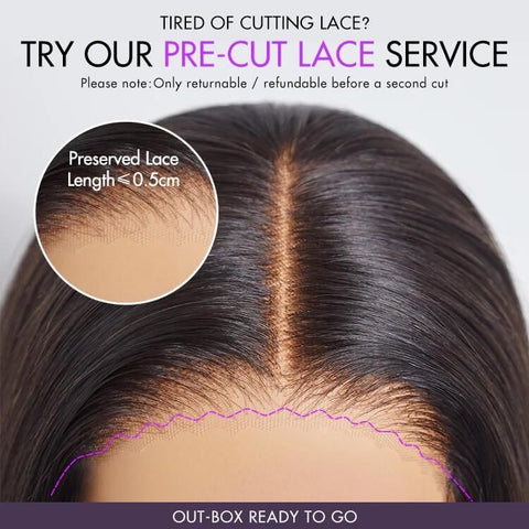 Put On & Go Glueless Brown Ombre Side Part Bob Wig Pre Cut Lace Human Hair Wigs