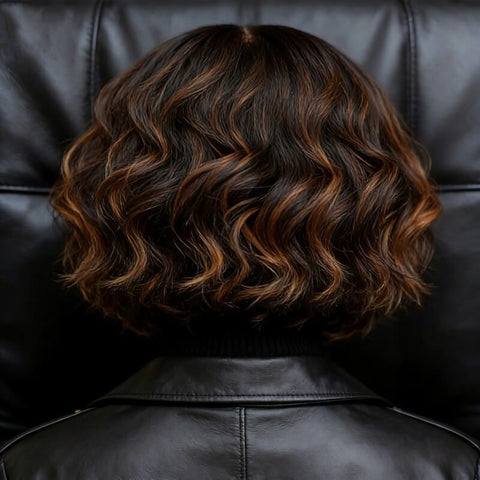 Highlight Wavy Short Bob with Ginger Tint Styles for Women Human Hair Wigs
